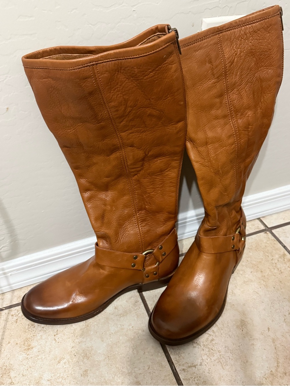 FRYE Phillip Harness Knee-High Tall Riding Moto Boots, NEW & NEVER WORN!